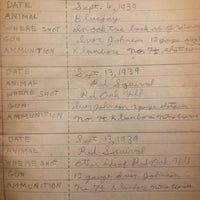 1940s Hunting Records Notebook, Charmingly Detailed (Many Woodchucks!)