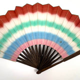 Colorfully Striped Hand-painted Paper Hand Fan with Gilded Edge, Presumed Earlier 19th Century