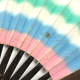 Colorfully Striped Hand-painted Paper Hand Fan with Gilded Edge, Presumed Earlier 19th Century