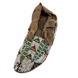 Collection of Three Antique Finely Beaded Sioux Moccasins, As Found