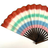 Colorfully Striped Hand-painted Paper Hand Fan with Gilded Edge, Presumed Earlier 19th Century