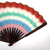 Colorfully Striped Hand-painted Paper Hand Fan with Gilded Edge, Presumed Earlier 19th Century