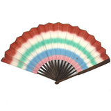 Colorfully Striped Hand-painted Paper Hand Fan with Gilded Edge, Presumed Earlier 19th Century