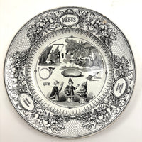 Pair of 19th Century French Rebus Plates with Solutions on Reverse