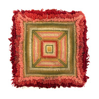 Radiant Geometric Design Antique Wool on Cotton Needlepoint Candlemat