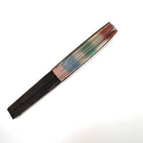 Colorfully Striped Hand-painted Paper Hand Fan with Gilded Edge, Presumed Earlier 19th Century