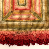 Radiant Geometric Design Antique Wool on Cotton Needlepoint Candlemat