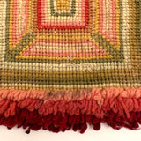 Radiant Geometric Design Antique Wool on Cotton Needlepoint Candlemat