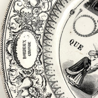 Pair of 19th Century French Rebus Plates with Solutions on Reverse