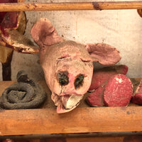 SOLD Fabulous Vintage French Folk Art Butcher Shop Diorama