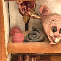 SOLD Fabulous Vintage French Folk Art Butcher Shop Diorama