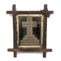 Hol(e)y: c. 1870s Punch Paper "Lacework" Cross in Adirondack Frame
