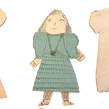 Charming Trio of Hand-drawn Paper Dolls in Garters with Collection of Handmade Dresses