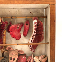 SOLD Fabulous Vintage French Folk Art Butcher Shop Diorama