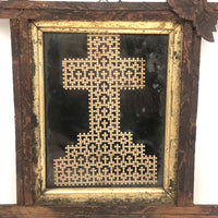 Hol(e)y: c. 1870s Punch Paper "Lacework" Cross in Adirondack Frame