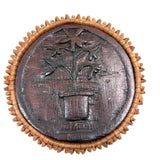 Early 20th C. Basketry Covered Carved Barrel with Interior Drawer and Relief Carved Flowers