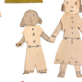 Charming Trio of Hand-drawn Paper Dolls in Garters with Collection of Handmade Dresses