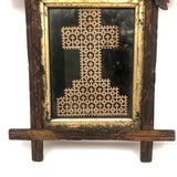 Hol(e)y: c. 1870s Punch Paper "Lacework" Cross in Adirondack Frame