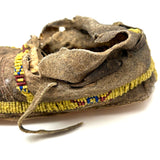 Collection of Three Antique Finely Beaded Sioux Moccasins, As Found