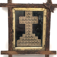 Hol(e)y: c. 1870s Punch Paper "Lacework" Cross in Adirondack Frame