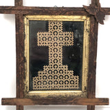 Hol(e)y: c. 1870s Punch Paper "Lacework" Cross in Adirondack Frame