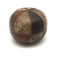 Old Hand-sewn Piecework Leather and Oil Cloth Brown Ball