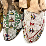Collection of Three Antique Finely Beaded Sioux Moccasins, As Found