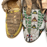 Collection of Three Antique Finely Beaded Sioux Moccasins, As Found
