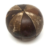Old Hand-sewn Piecework Leather and Oil Cloth Brown Ball