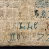 Gorgeous 1772 (!) Dutch Darning Sampler with Needlepoint Name and Date, Framed as Found