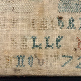 Gorgeous 1772 (!) Dutch Darning Sampler with Needlepoint Name and Date, Framed as Found