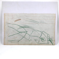 Very Intense Battle, C. 1920s-30s Naive Graphite Drawing on 19th C. Ledger Paper
