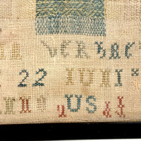 Gorgeous 1772 (!) Dutch Darning Sampler with Needlepoint Name and Date, Framed as Found