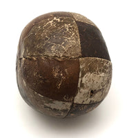 Old Hand-sewn Piecework Leather and Oil Cloth Brown Ball