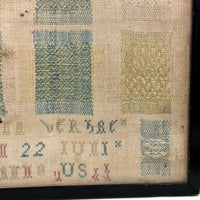 Gorgeous 1772 (!) Dutch Darning Sampler with Needlepoint Name and Date, Framed as Found
