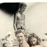 Beach Scene with Heads Turned and Black Cloud Following Handsome Life Guard, c. 1950s Snapshot