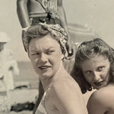 Beach Scene with Heads Turned and Black Cloud Following Handsome Life Guard, c. 1950s Snapshot