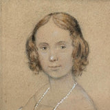 Finely Dressed Young Woman at Piano, c. 1840s Folk Art Portrait in Original Burl Maple Frame