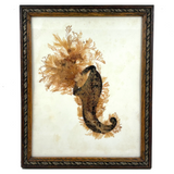 Victorian Sea Moss Composition with Cut Paper Horn, Mid 19th Century, Period Oak Frame