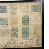 Gorgeous 1772 (!) Dutch Darning Sampler with Needlepoint Name and Date, Framed as Found
