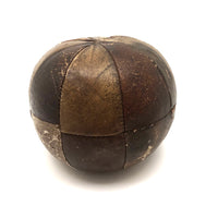 Old Hand-sewn Piecework Leather and Oil Cloth Brown Ball