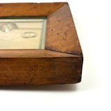 Finely Dressed Young Woman at Piano, c. 1840s Folk Art Portrait in Original Burl Maple Frame