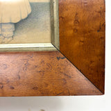 Finely Dressed Young Woman at Piano, c. 1840s Folk Art Portrait in Original Burl Maple Frame