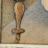 Finely Dressed Young Woman at Piano, c. 1840s Folk Art Portrait in Original Burl Maple Frame