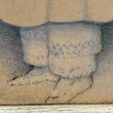 Finely Dressed Young Woman at Piano, c. 1840s Folk Art Portrait in Original Burl Maple Frame