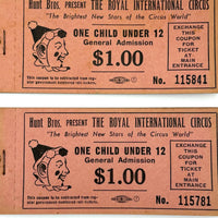 Hunt Brothers c. 1950s-60s Circus Tickets! Lot of 4 Books of Ten