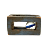 Carved, Painted Old Folk Art Whimsy with Glass Marble Ball (ex. Matt King collection)