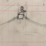 Baseball! C. 1920-30s Naive Graphite Drawing on 19th C. Ledger Paper