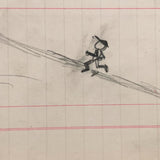 Baseball! C. 1920-30s Naive Graphite Drawing on 19th C. Ledger Paper