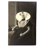 Dutch Woman in Traditional Zeeland "Oorijzer" (Ear Iron) Headdress, Real Photo Postcard c. 1910s